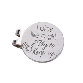 Love, Georgie I Play Like a Girl...Try to Keep Up Golf Ball Marker with Hat Clip, Golf Gift for Her