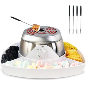 Electric S'mores Maker Tabletop Indoor Smores Maker Kit, Flameless Electric Smores Maker with 4 Roasting Sticks and 4 Trays Flameless Electric Marshmallow Roaster, Movie Night Supplies 120v 345W