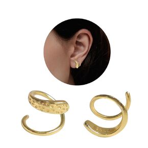 925 Sterling Silver Spiral Twist Wrap Earrings for Women Girls,14k Gold Spiral Threader Earrings, Double Hoop Climber Cuff Earrings Hypoallergenic Tiny Cartilage Piercing Earrings