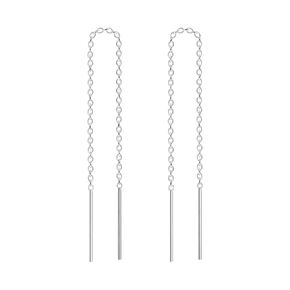 Threader Chain Earrings in 925 Sterling Silver | Thread Through Jewelry for Women and Girls | Multiple Designs Available (Bohemian Feathers)