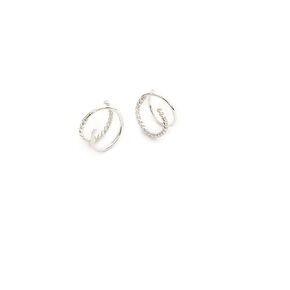 Handmade Rope Twist Hoop Earrings Double Hoop for Single Piercing Sterling Silver Spiral Tiny Huggie Illusion for Women (sterling-silver)