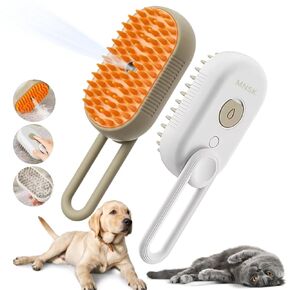 Cat Steam Brush - 3 in 1 Cat Steamy Brush, Steamy Silicone Massage Grooming Brush for Cat and Dog, Steamer Brush for Massage, Tangled And Hair Loss Remover (Cream)
