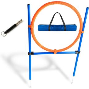 Dog Jump Ring Agility Hoop Kit - Complete with Carry Bag and Ultrasonic Dog Whistle