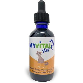 MyVitalPet ESS60 للقطط في زيت الزيتون البكر العضوي - مكمل مضاد للأكسدة بنكهة سمك السلمون للحيوانات الأليفة - خالي من المذيبات - معزز للمناعة - يعزز الطاقة والمزاج - التركيز - 60 مل