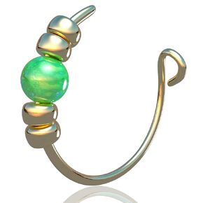 Tiny Gold Fake Nose Piercing Hoop - Handmade 24 gauge Faux Nose Ring with a 2mm Red Opal - Hypoallergenic Smooth 14k Gold 7mm Thin Clip on Nose Hoop