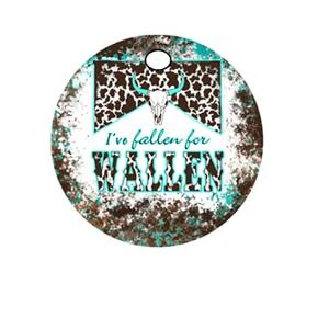 I've Fallen For Wallen Themed Personalized Bag Tags for Luggage, Backpacks, Diaper Bags, School Backpacks, Computer Bags, Gold Luggage, Key chains, and even Christmas Ornaments.