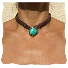 Western Choker Necklace, Natural Amazonite Necklace for Women, Boho Western Jewelry for Women