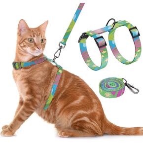Cat Harness and Leash Set, Adjustable Kitten Harness Escape Proof Cats Harness, Soft Lightweight Walking Travel Pet Harness, Cute Kitty Harness Leash Set for Small Medium Cats, Light Pink