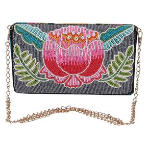 Beaded Flap Handbag for Style and Function, Handcrafted Design, Floral Beaded Rhinestone Embroidery Clutch Evening Handbag Wedding Party Purse Vintage Bags