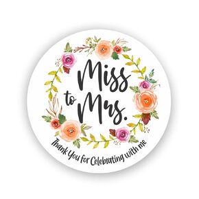 Miss to Mrs Bridal Shower Stickers - Bachelorette Party Favors Stickers - Spring Bridal Shower labels - Wedding Favor labels - Set of 40 stickers (Flowers)