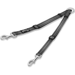 No Tangle Reflective Dog Leash Coupler - Double Dog Walker and Trainer Leash - Two Dogs Adjustable Splitter Lead - Each Side Adjusts 11" to 20" in Length (Small - 5/8" Width, Black)