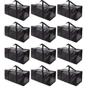 Extra Large Moving Bags with Zippers & Carrying Handles, Heavy-Duty Storage Tote for Space Saving Moving Storage, Fold Flat, Alternative to Box and Bin - 8 Pack, Semi-Transparent