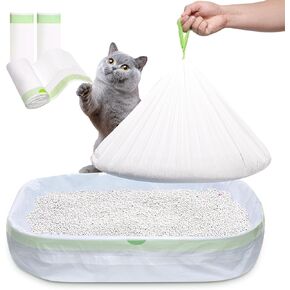 Litter Box Liners Large, Jumbo Drawstring Cat Litter Bags, Extra Thick Litter Pan Liners Heavy Duty, 36"x16",30 Count