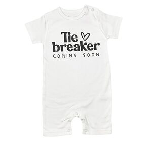 Tie Breaker Coming Soon Newborn Baby Girl Boy Pregnancy Announcement Infant Funny Bodysuit Romper Onesie (0-6 Months, Heart Print-Romper)