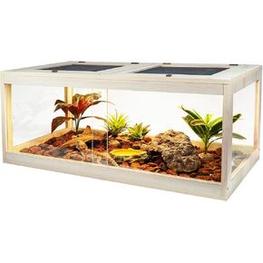Reptile Terrarium Tank Maximum 78 Gallons, Lizard Tank Bearded Dragon Tank with Metal Mesh Roof Door, Snake Tank with Lock Design (Oak Color, 48"x20"x20" (78 Gallon)) in Kuwait