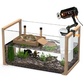 Turtle Aquarium Kit - New 2024 - Aquatic Turtle Tank with Filter and Light + Turtle Basking Platform, Small Turtle Tank for Baby & Juvenile Turtle, Perfect Turtle Starter Kit for Kids