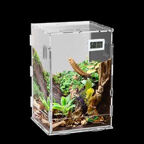 خزان تررم الزواحف أفقي مع مقياس الرطوبة الحرارية لمسكن الأشجار الصغيرة الزواحف البرمائيات السحلية أبو بريص العنكبوت الضميمة الناسك سرطان البحر قفص الحشرات Isopod الاكريليك الرتيلاء تررم L in Kuwait