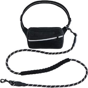 5ft Hands Free Dog Leash, Waist Dog Leash, Heavy Duty Belt Dog Leashes with Zipper Pouch, and Highly Reflective Threads for Walking, Jogging, and Running with Your Dog (Update Version)