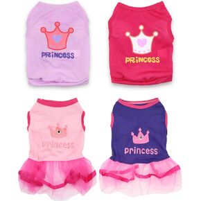 4 عبوات من فساتين الكلاب الصغيرة، فساتين الجرو، قميص الكلاب الصغيرة، فساتين ملابس الكلاب للفتيات، مقاس XS in Kuwait