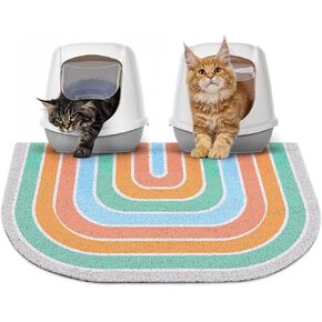 Glittme Cat Litter Mat Soft Litter Mat with Non-slip Bottom Litter Box Mat Waterproof Cat Litter Mat litter Trapping Mat Easy to Clean Cat Stuff Washable Cat Food Mat for Cat, Kitty,Rainbow