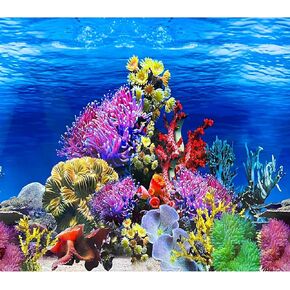 Fish Tank Background Paper Coral Reef Aquarium Background 3D Fish Tank Decorations Background Aquatic Plant Fish Backdrop for Aquarium Wallpaper in Kuwait
