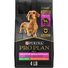 Purina Pro Plan Sensitive Skin and Stomach Adult Dog Food Small Breed Salmon and Rice Formula - 4 Pound (Pack of 1)