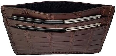 Alligator Card Holder, Handmade Crocodile Card Holder, Minimalist Card Holder, Leather Card Holder, Small Card Case, Wallet for Cards, Card Holder for Men (Brown) in Saudi Arabia