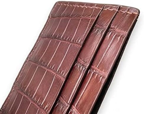 Alligator Card Holder, Handmade Crocodile Card Holder, Minimalist Card Holder, Leather Card Holder, Small Card Case, Wallet for Cards, Card Holder for Men (Brown) in Saudi Arabia