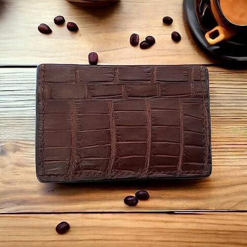 Alligator Card Holder, Handmade Crocodile Card Holder, Minimalist Card Holder, Leather Card Holder, Small Card Case, Wallet for Cards, Card Holder for Men (Brown) in Saudi Arabia