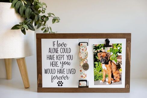 Dog Memorial Gifts for Loss of Dog - Beautiful Dog Collar Memorial Frame - Pet Memorial frame for dog passing away gifts-Versatile Loss of Dog Sympathy Gift -Wood Rainbow Bridge Dog Memorial Gifts in Saudi Arabia