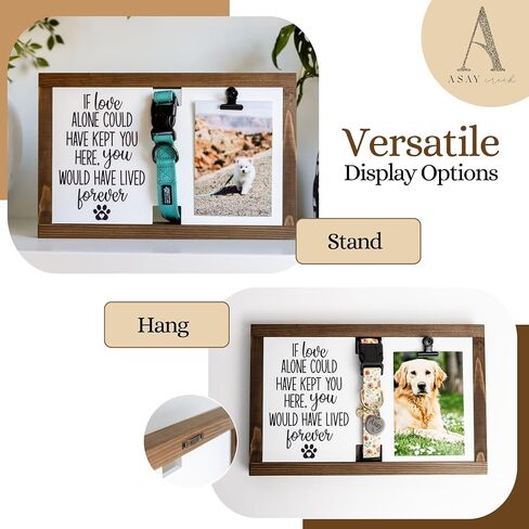 Dog Memorial Gifts for Loss of Dog - Beautiful Dog Collar Memorial Frame - Pet Memorial frame for dog passing away gifts-Versatile Loss of Dog Sympathy Gift -Wood Rainbow Bridge Dog Memorial Gifts in Saudi Arabia