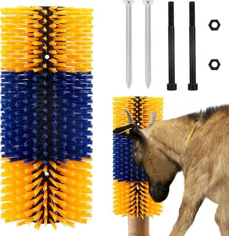 17.5"x7.9" Livestock Scratching Brush, Cattle Scratcher Full Massage Brush Kit with 4 Screws, Relieve Itchy Livestock Back Suitable for Goats, Cattle, Donkeys, Mules, Deer, Sheep in Saudi Arabia
