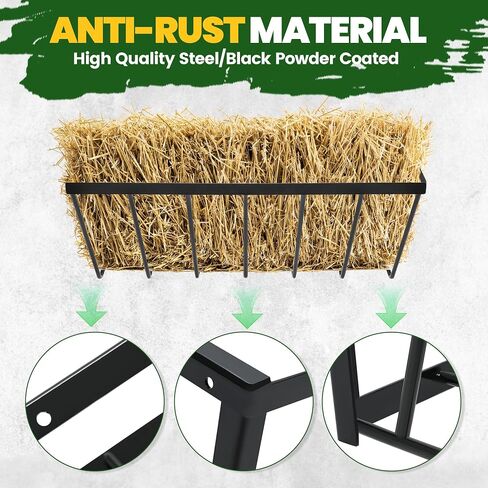 KUAFU Hay Rack تغذية الماشية مع حواف مستديرة مثبتة على الحائط دلو تغذية الخيول حامل تغذية القش شديد التحمل للخيول والماعز والأغنام والماشية والأبقار والماشية في المزرعة للاستخدامات الداخلية والخارجية in Saudi Arabia