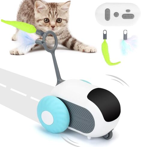 Turbo Tail 3.0 Cat Toy, Remote Control Cat Toy with 2-Speed Adjustment, Interactive Cat Toys for Indoor Cats, Automatic Cat Toys, Moving Smart Cat Toy with USB Rechargeable for Bored Cats, Kittens in Saudi Arabia
