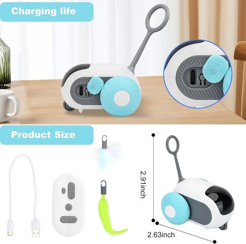 Turbo Tail 3.0 Cat Toy, Remote Control Cat Toy with 2-Speed Adjustment, Interactive Cat Toys for Indoor Cats, Automatic Cat Toys, Moving Smart Cat Toy with USB Rechargeable for Bored Cats, Kittens in Saudi Arabia