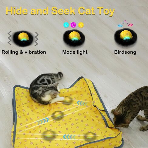 Interactive Cat Toys for Indoor Cats, Electric Cat Ball Fast Rolling in Pouch, Motion Activated Chirping Cat Toy, Hide and Seek Cat Toy with LED Light in Saudi Arabia
