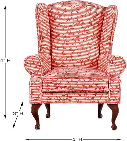 1:12 Scale Miniature Vintage and Antique Queen Anne Accent Chairs (Red) in Saudi Arabia
