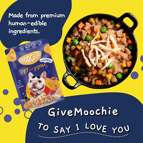 MOOCHIE Fit and Firm Wet Dog Food - Grain Free Wet Dog Food - Made with Real Beef and Vegetables - No Added Preservatives or Artifical Flavors - Suitable for Small Adult Breeds - 12 x 85g Pouch in Saudi Arabia