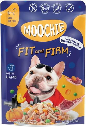 MOOCHIE Fit and Firm Wet Dog Food - Grain Free Wet Dog Food - Made with Real Beef and Vegetables - No Added Preservatives or Artifical Flavors - Suitable for Small Adult Breeds - 12 x 85g Pouch in Saudi Arabia