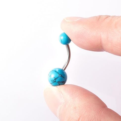Turquoise Belly Button Ring, Surgical Steel Belly Ring, Western Belly Button Ring for Belly Jewelry, 316L Stainless Steel Navel Ring for Women (Blue Turquoise) in Saudi Arabia