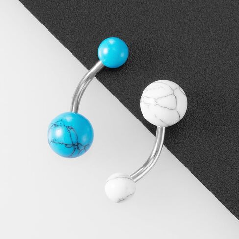 Turquoise Belly Button Ring, Surgical Steel Belly Ring, Western Belly Button Ring for Belly Jewelry, 316L Stainless Steel Navel Ring for Women (Blue Turquoise) in Saudi Arabia