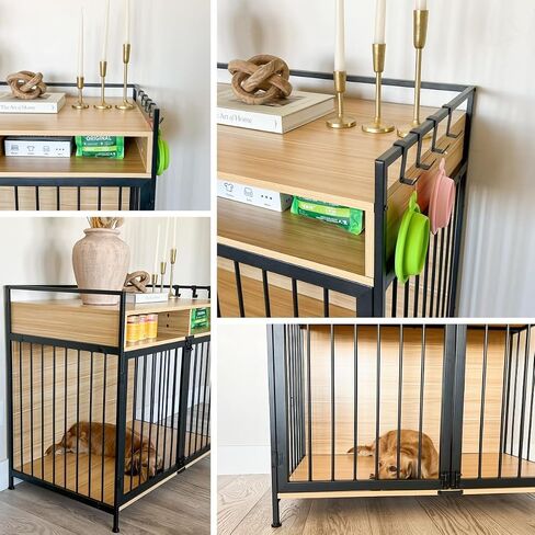 YITAHOME Large Dog Crate, 41" Heavy Duty Dog Kennel with 2 Drawers End Table, Wooden Dog Cage Indoor Dog House Pet Crate Table with Double Doors for Large Medium Small Dogs, Rustic Brown in Saudi Arabia