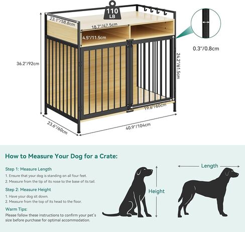 YITAHOME Large Dog Crate, 41" Heavy Duty Dog Kennel with 2 Drawers End Table, Wooden Dog Cage Indoor Dog House Pet Crate Table with Double Doors for Large Medium Small Dogs, Rustic Brown in Saudi Arabia
