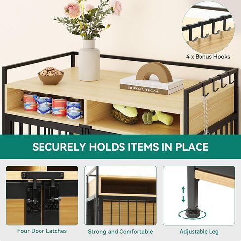 YITAHOME Large Dog Crate, 41" Heavy Duty Dog Kennel with 2 Drawers End Table, Wooden Dog Cage Indoor Dog House Pet Crate Table with Double Doors for Large Medium Small Dogs, Rustic Brown in Saudi Arabia