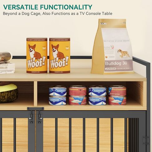 YITAHOME Large Dog Crate, 41" Heavy Duty Dog Kennel with 2 Drawers End Table, Wooden Dog Cage Indoor Dog House Pet Crate Table with Double Doors for Large Medium Small Dogs, Rustic Brown in Saudi Arabia