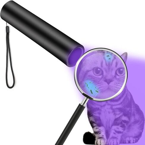 365nm Flashlight Black Light,Portable Handheld Cat Ringworm Detector lamp,for Dog Cat Care and Resin Curing(Silver White) in Saudi Arabia