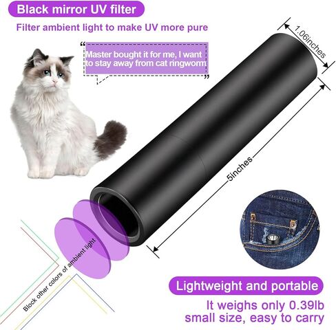365nm Flashlight Black Light,Portable Handheld Cat Ringworm Detector lamp,for Dog Cat Care and Resin Curing(Silver White) in Saudi Arabia