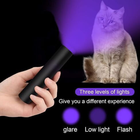 365nm Flashlight Black Light,Portable Handheld Cat Ringworm Detector lamp,for Dog Cat Care and Resin Curing(Silver White) in Saudi Arabia