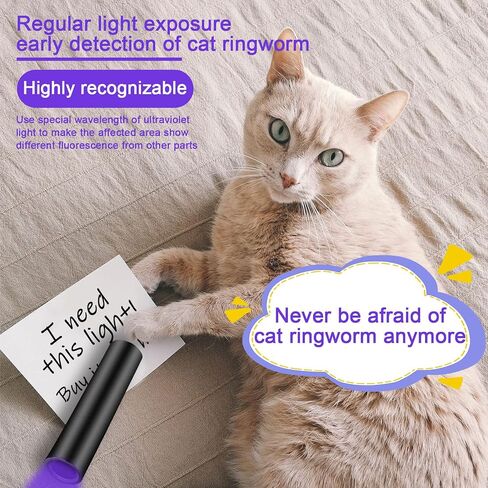 365nm Flashlight Black Light,Portable Handheld Cat Ringworm Detector lamp,for Dog Cat Care and Resin Curing(Silver White) in Saudi Arabia