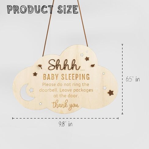 Chippi & Co Shh Baby Sleeping Sign For Front Door, Wooden Do Not Ring Doorbell Sign For Font Door, Baby Room, Fathers Day Gifts For New Dad, Expecting Dad, Gifts For Mom To Be (Baby Sleepinng Sign) in Saudi Arabia